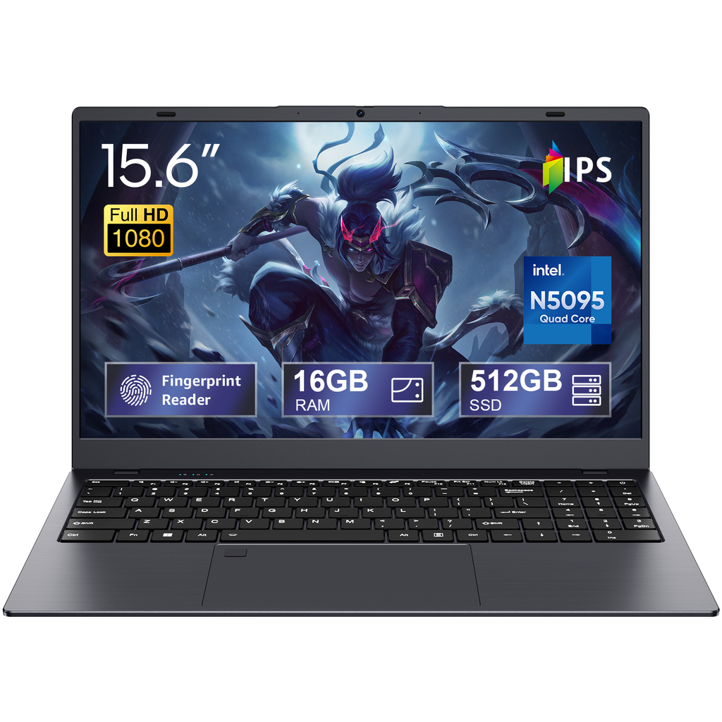 Laptop Coolby 15.6" Intel N5095 Cuatro Núcleos, 16GB RAM, 512GB SSD, FHD 1920x1080, Seguridad Avanzada, Teclado Retroiluminado, Gris