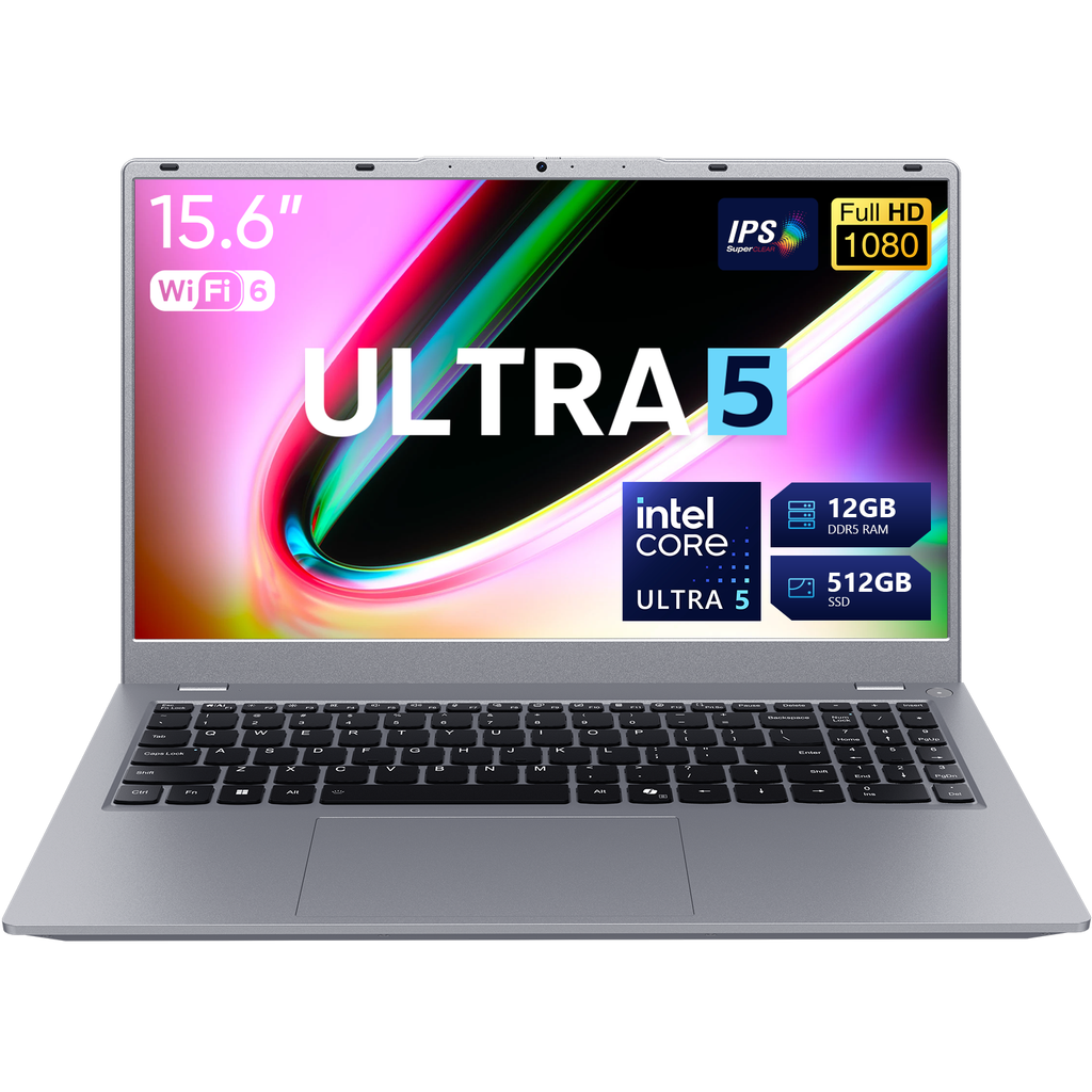 15.6" FHD IPS 180° Open Laptop ,Intel Ultra 5 115U, 12GB LPDDR5 512GB SSD, Dual SSD Max 2TB, Copilot Key, Dimmable Backlit Keyboard, Physical Shutter, 3-Speed Cooling, WiFi6, Thin Light Notebook