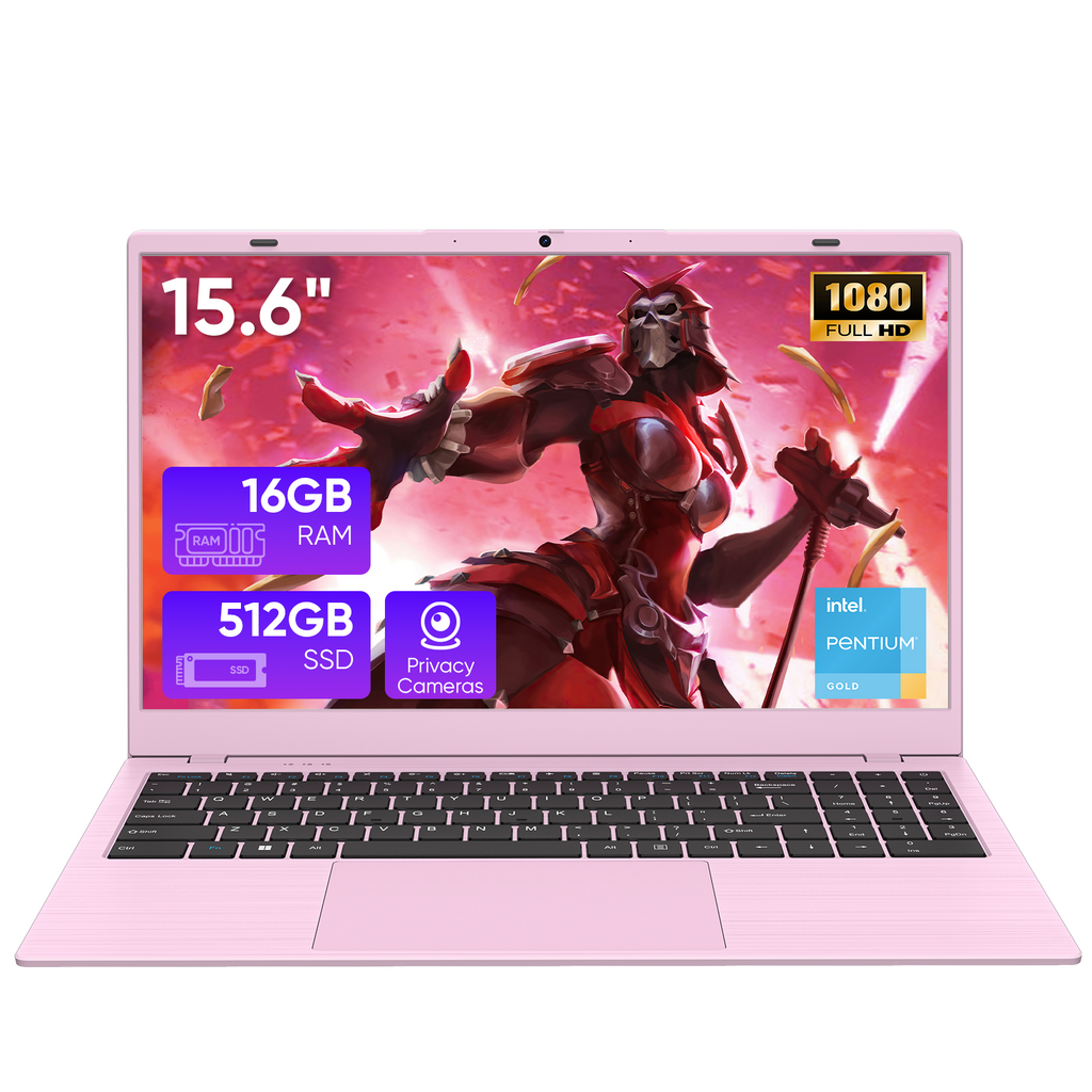 Coolby Pink Laptop,15.6 " Laptop Computer,16GB RAM 512GB SSD,6500Y Processor (Beats N5095 up to 3.4GHz), Lightweight Notebook PC for Student Business Office, Win 11 Laptop, Office 2024,