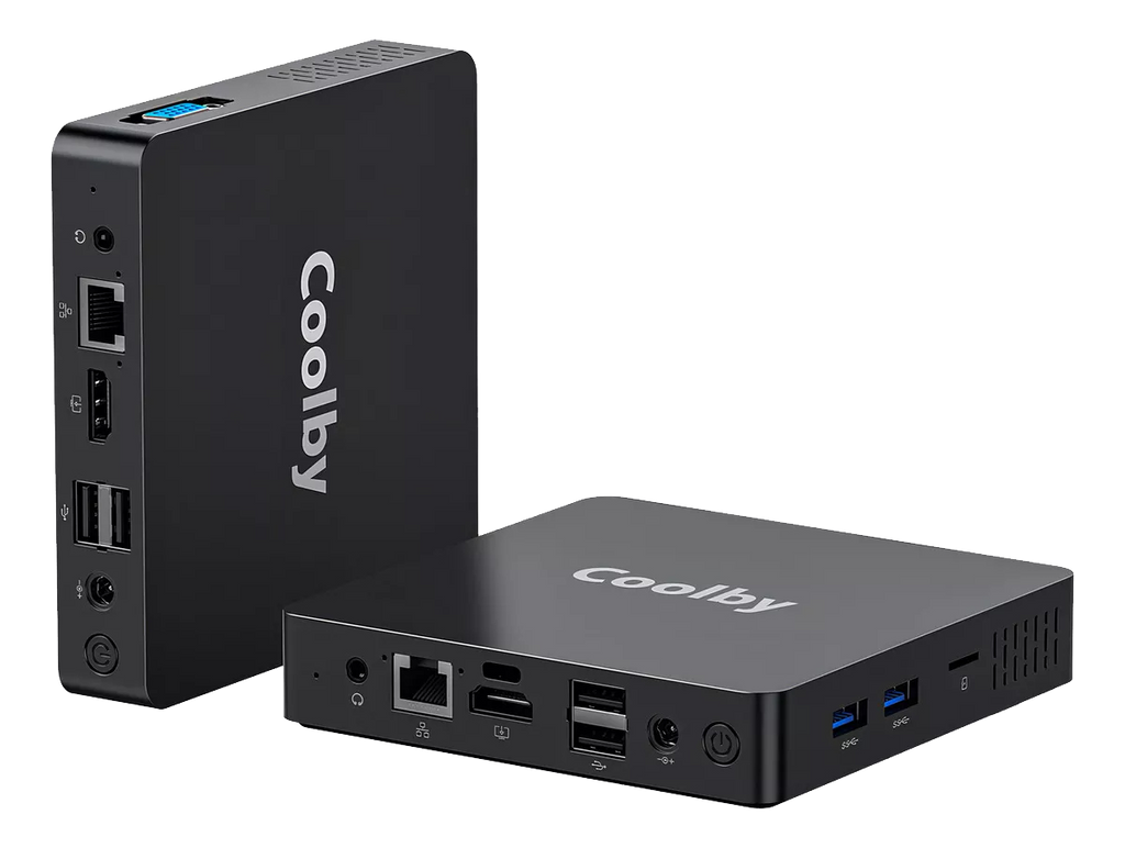 Coolby Mini PC Yealbox: Windows 10 Pro, Intel Celeron N3350 2.4 GHz, 6GB de RAM, 64GB LPDDR4, Compatible con SSD M.2 2280 SATA (hasta 1TB), Bluetooth, WiFi 5.0, HDMI 2.0, VGA, LAN