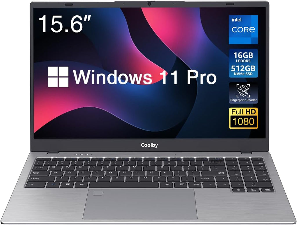 Coolby Win11 Laptop, 15.6 inch 1920x1080 IPS Display, 16GB DDR5 RAM / 512GB NVMe SSD Laptop Computer, Intel N100 Notebook PC, Support Type-c Charging, WiFi 6, BT, Gigabit Ethernet, Full Size Keyboard