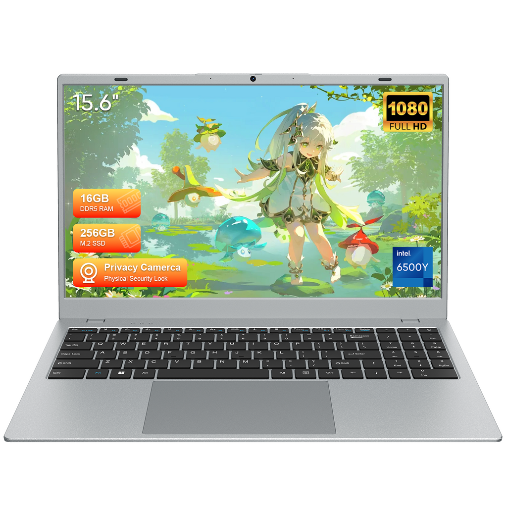 Coolby 15.6" Full HD Laptop with MS Office 2024,16GB RAM 256GB SSD Laptops,6500Y Processor Up to 3.4GHz,Win 11 Pro Notebooks,Bluetooth,Poratable Business and Student Laptop computer