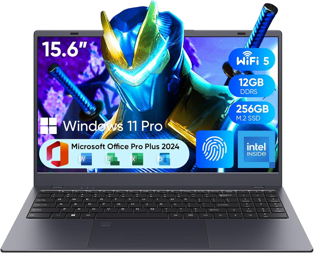 Coolby 15.6inch Windows 11 Laptop, 12GB RAM/256GB SSD, 1920x1080 IPS Display, Intel N95(Beats N5095) Quad Core Laptop Computer, Support Fingerprint, WiFi 5, BT